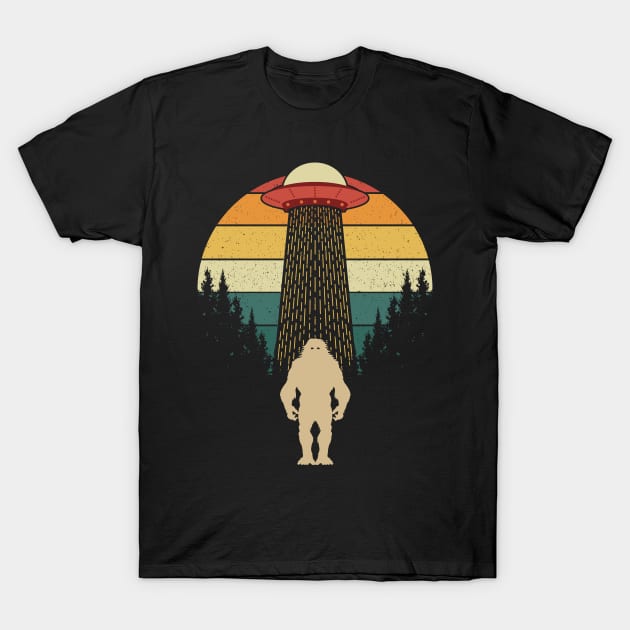 bigfoot ufo abduction T-Shirt by Tesszero